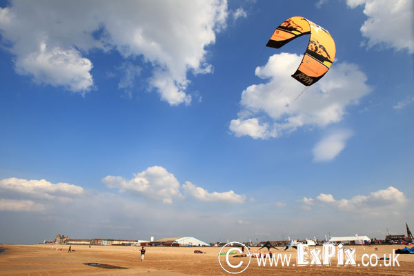 Ali Barrett tests the wind at the British Kitesurf Championship Redcar