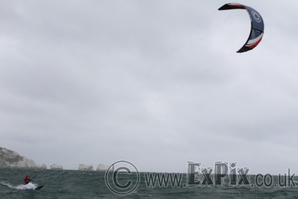 Ali Shepard on a Flexifoil Proton infront of the Needles