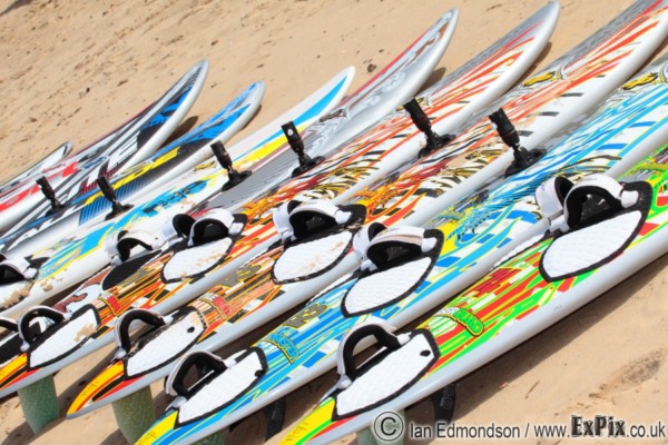 Windsurf boards on the beach at Windfest