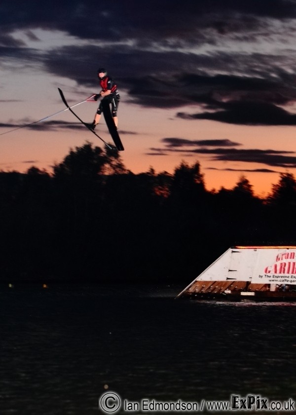 London Night Jump ski jumper practicing