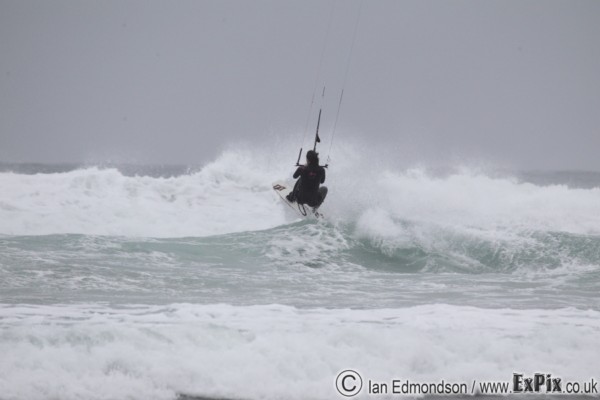 taking on Watergate Bays waves